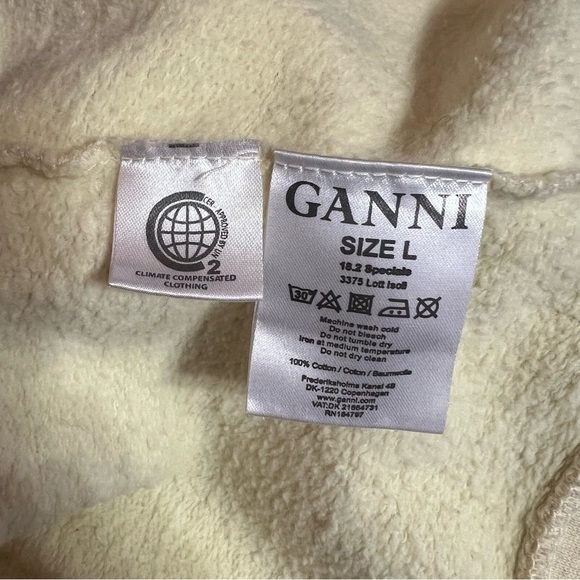 Ganni | Lott Isoli Cherry Bomb Puff Sleeve Sweatshirt Graphic Pullover Size L - Picture 13 of 14